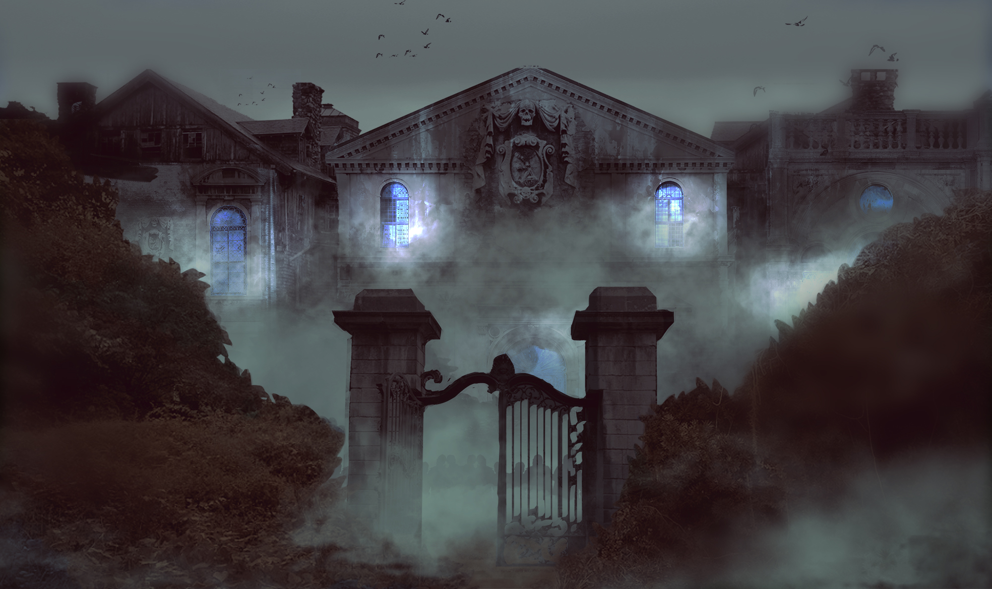 An illustration of a large, dark, and foreboding building.